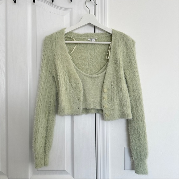Garage Sweaters - Garage Talisa Fuzzy Cami and Cardigan